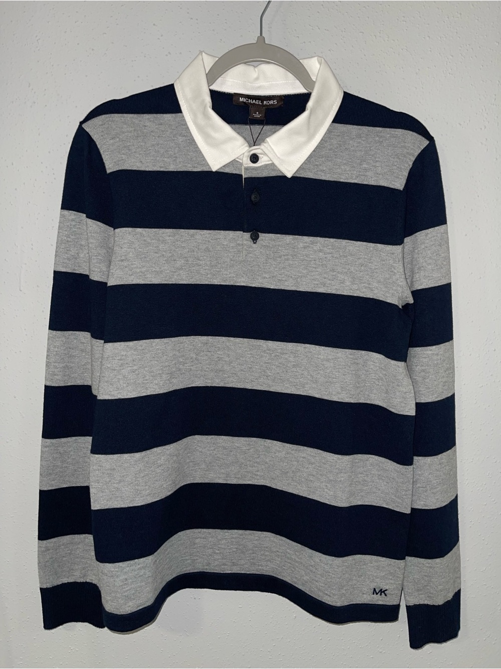 Michael Kors Men Striped Stretch Cotton Rugby Sweater
